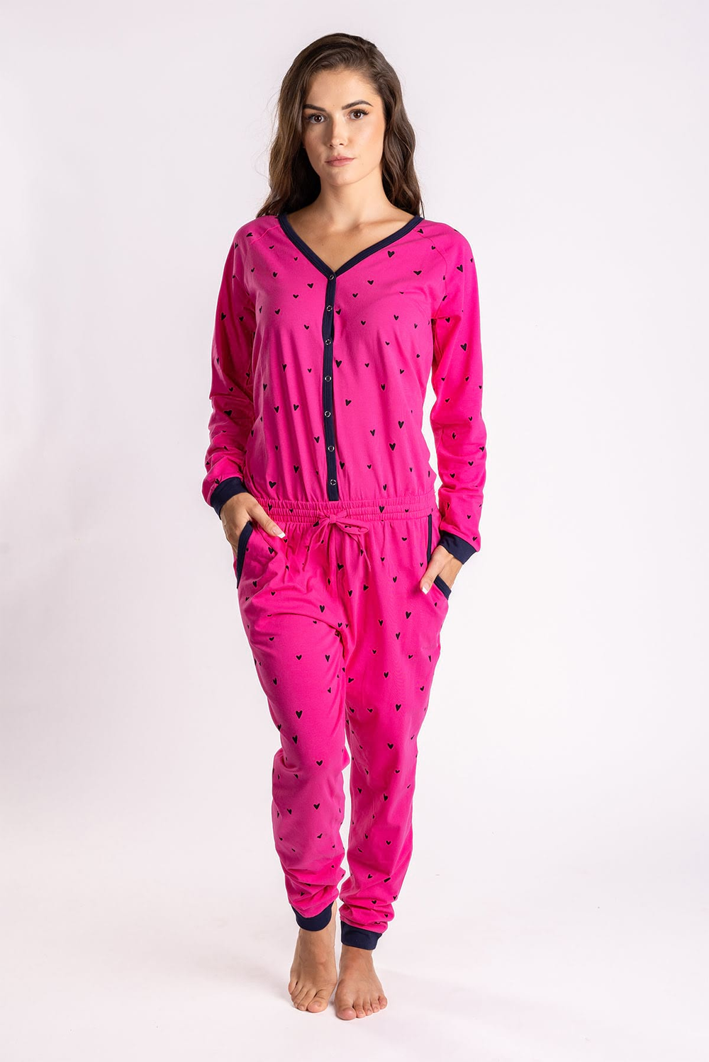 Dámsky overal fuchsia srdce