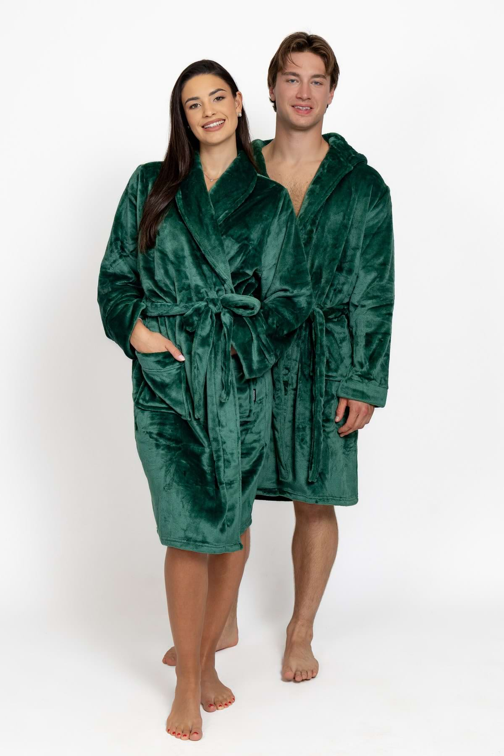Pánsky župan s kapucňou dark emerald