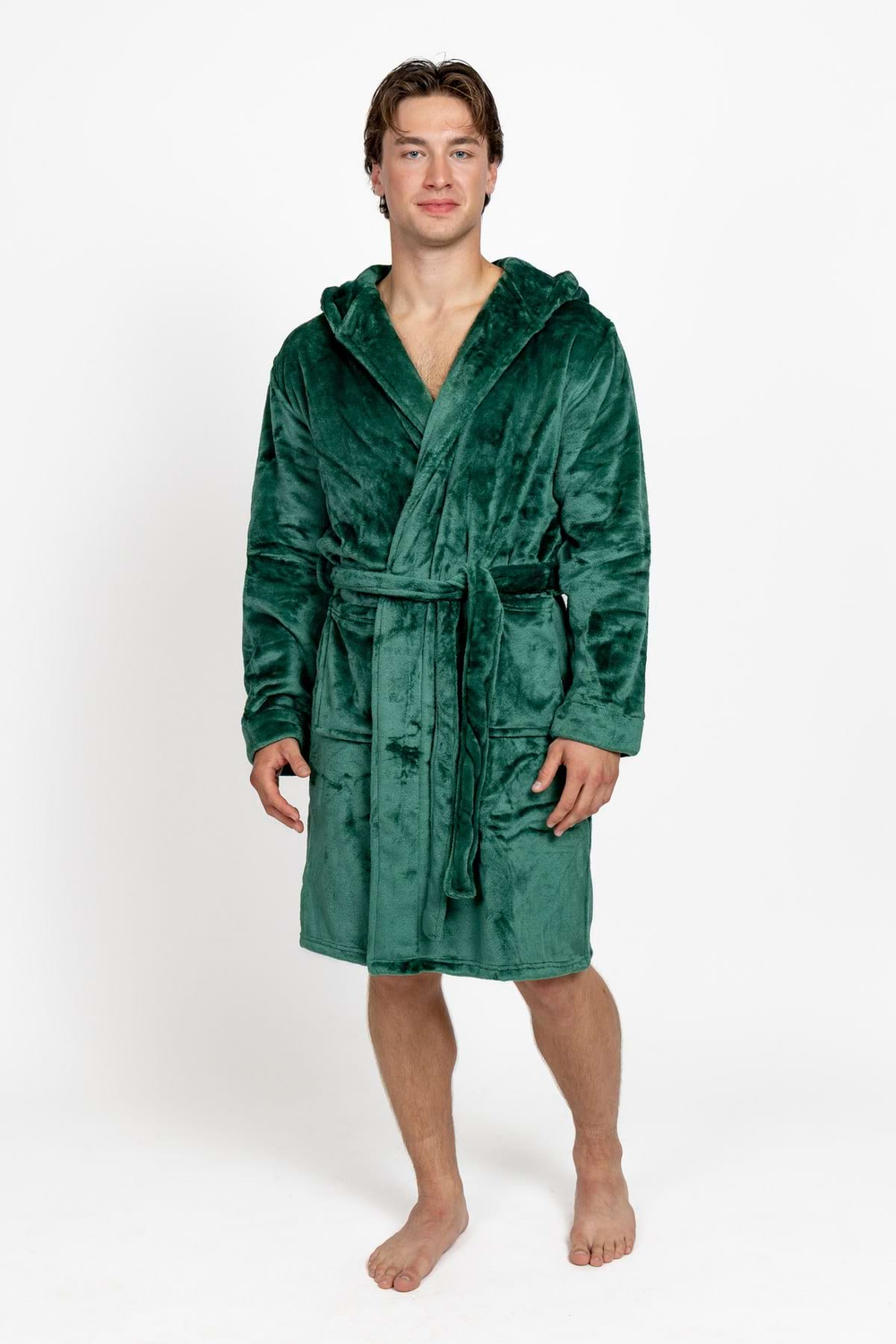 Pánsky župan s kapucňou dark emerald