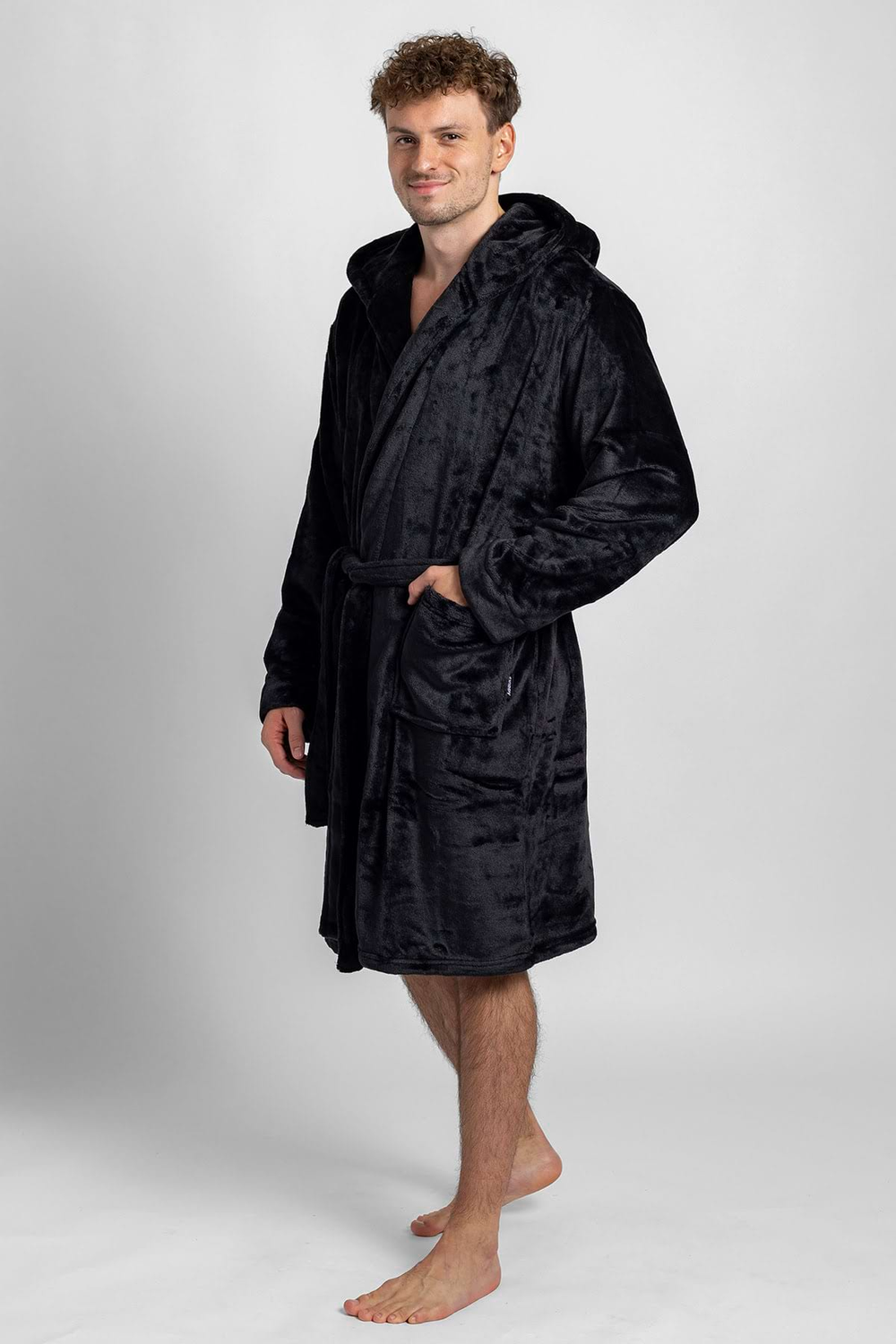 Pánsky župan s kapucňou čierny