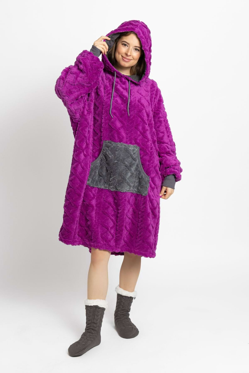 Mega mikina slivkovo-sivá