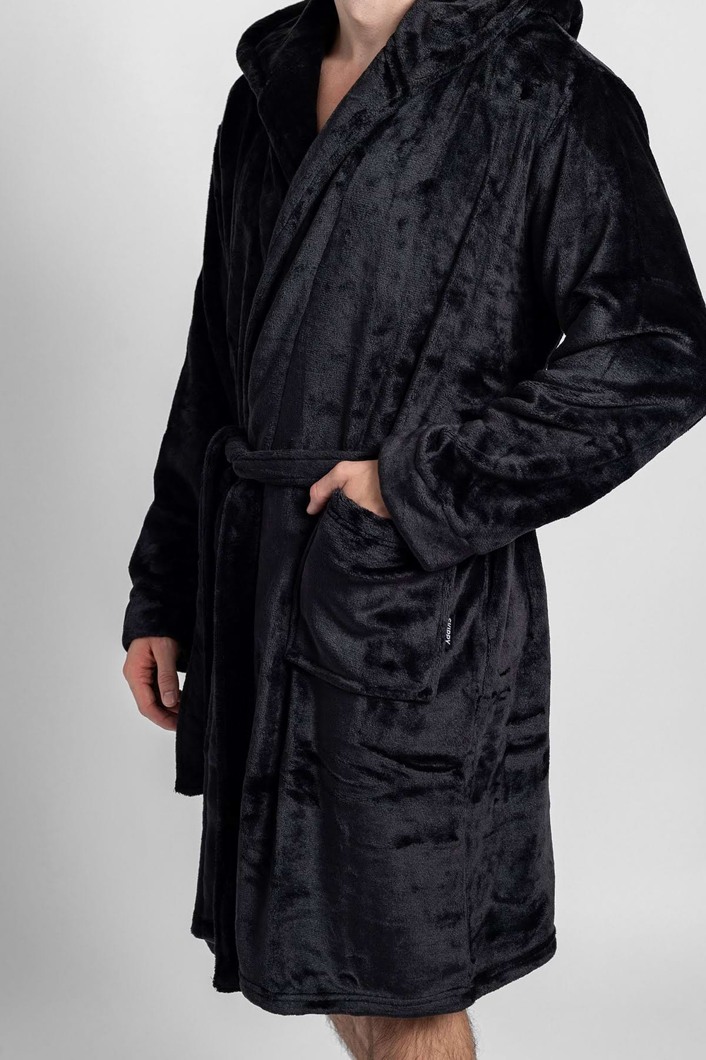 Pánsky župan s kapucňou čierny