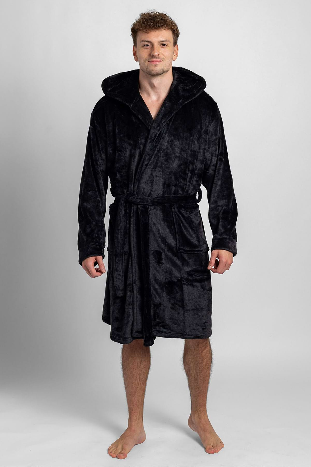 Pánsky župan s kapucňou čierny