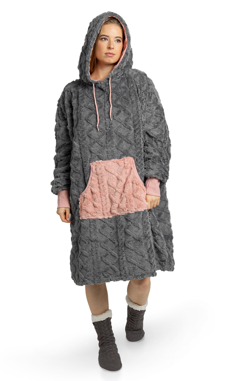 Mega mikina sivo-ružová