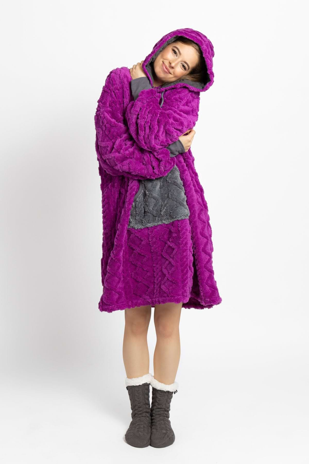 Mega mikina slivkovo-sivá