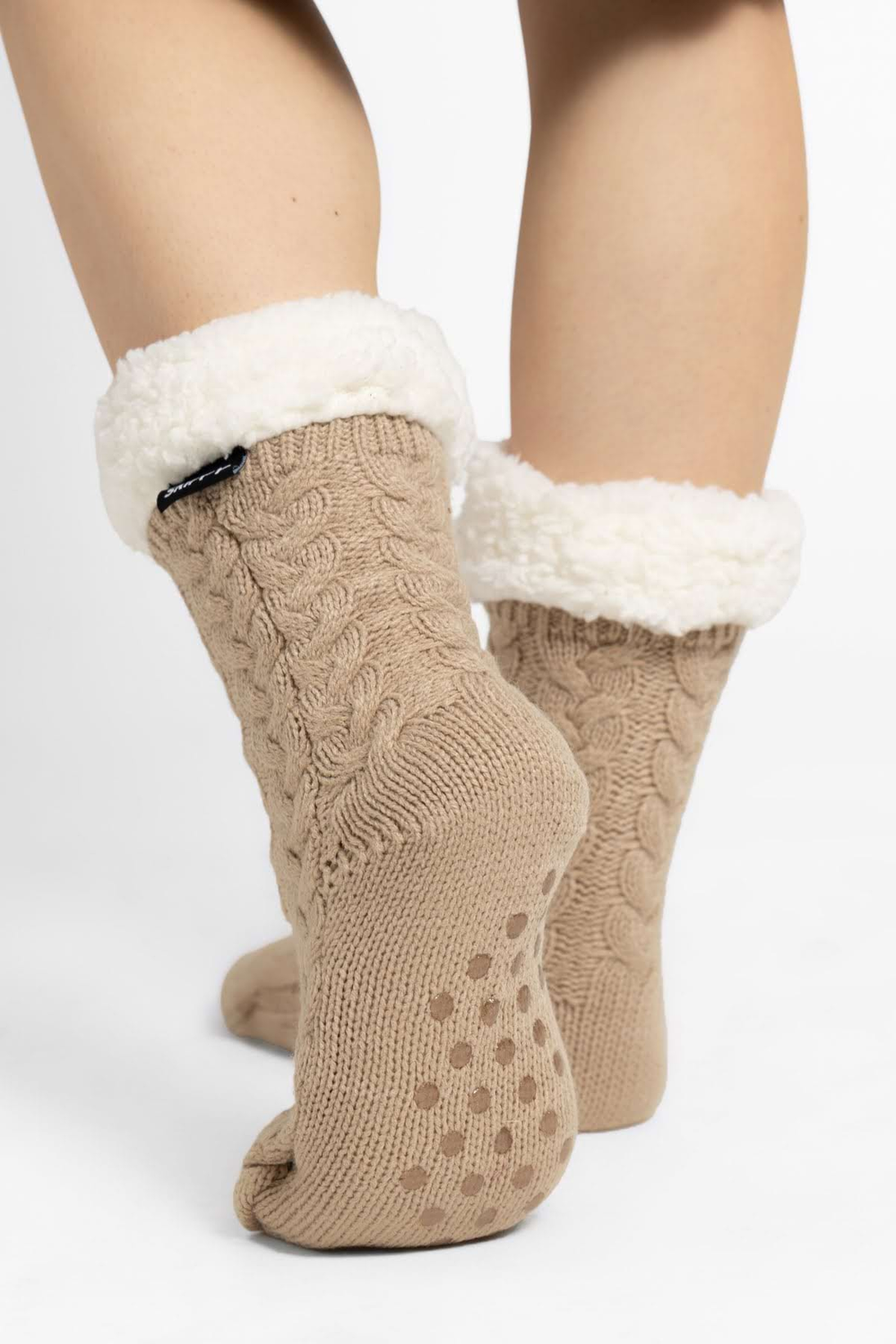 Teplé dámske ponožky krémové