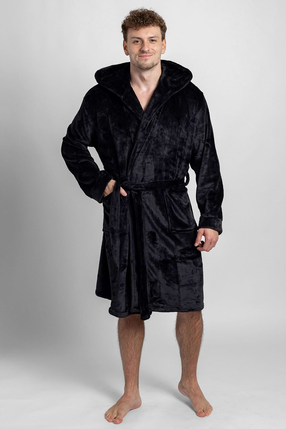 Pánsky župan s kapucňou čierny