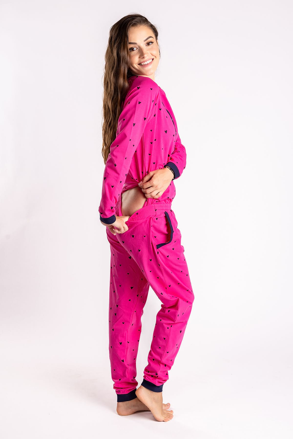 Dámsky overal fuchsia srdce