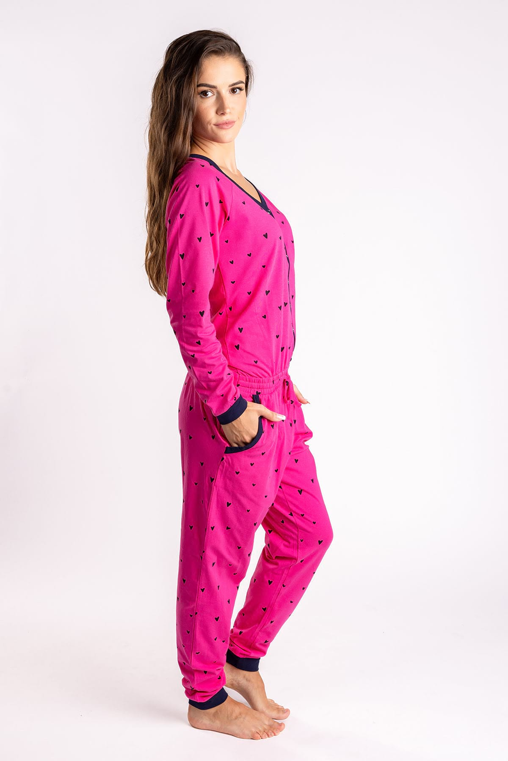 Dámsky overal fuchsia srdce