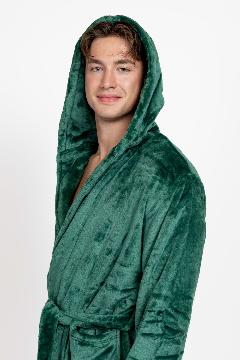 Pánsky župan s kapucňou dark emerald