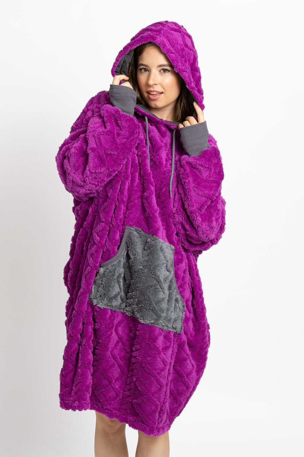 Mega mikina slivkovo-sivá