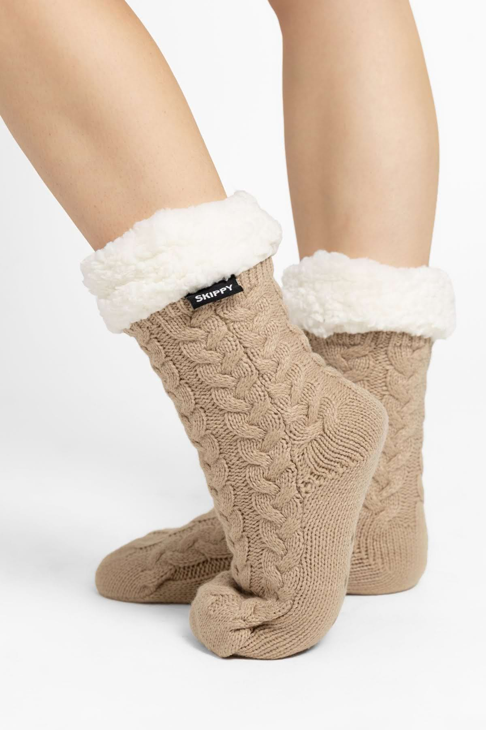 Teplé dámske ponožky krémové