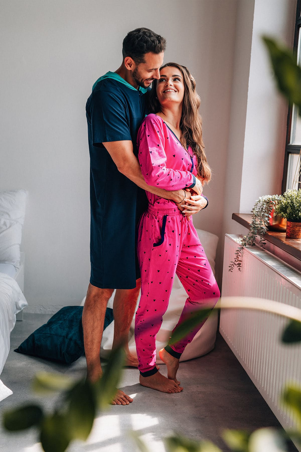 Dámsky overal fuchsia srdce