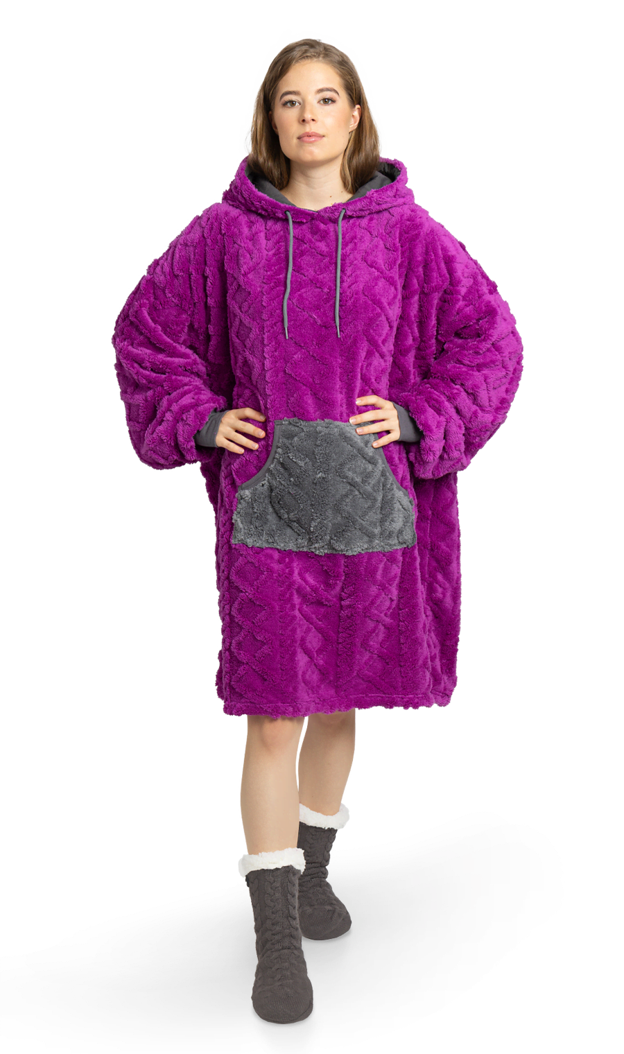 Mega mikina slivkovo-sivá