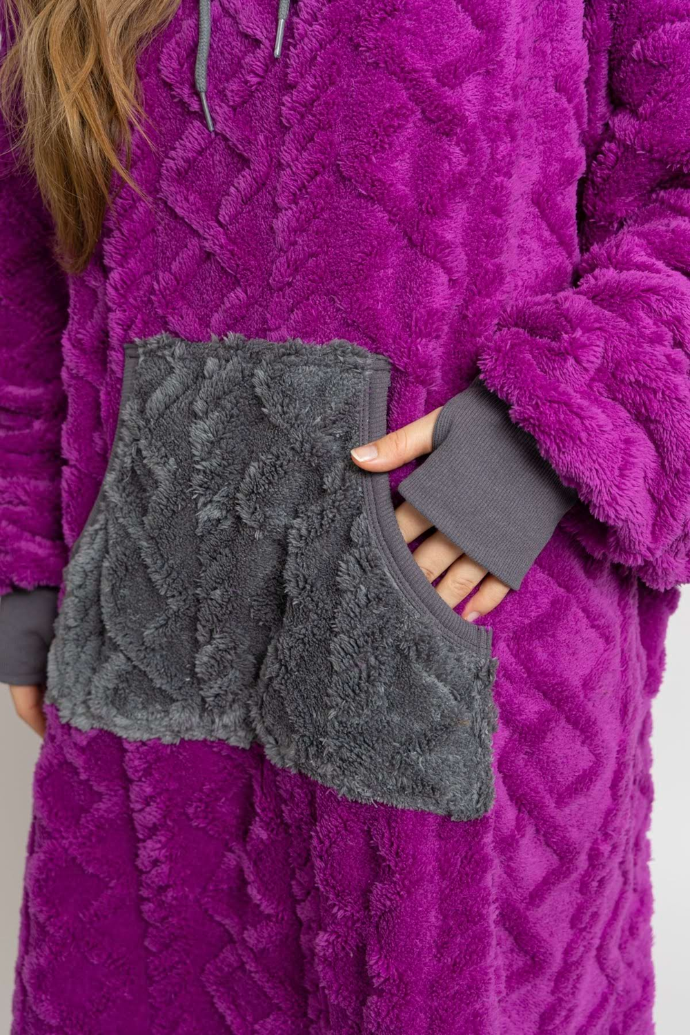 Mega mikina slivkovo-sivá