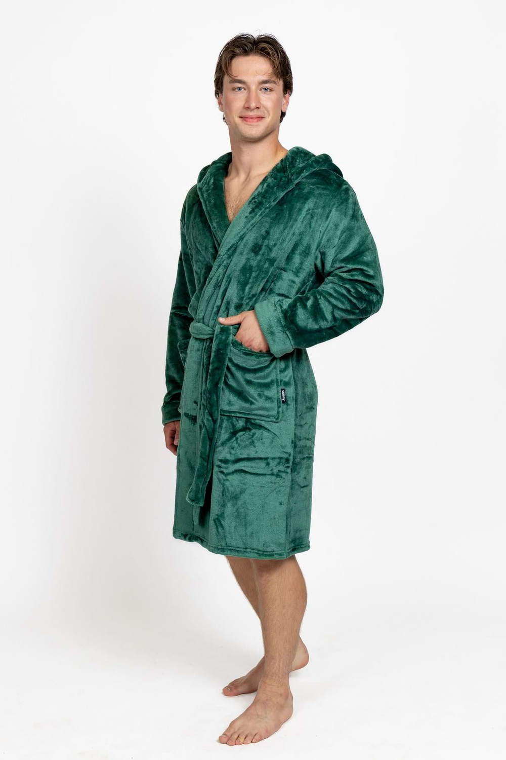 Pánsky župan s kapucňou dark emerald