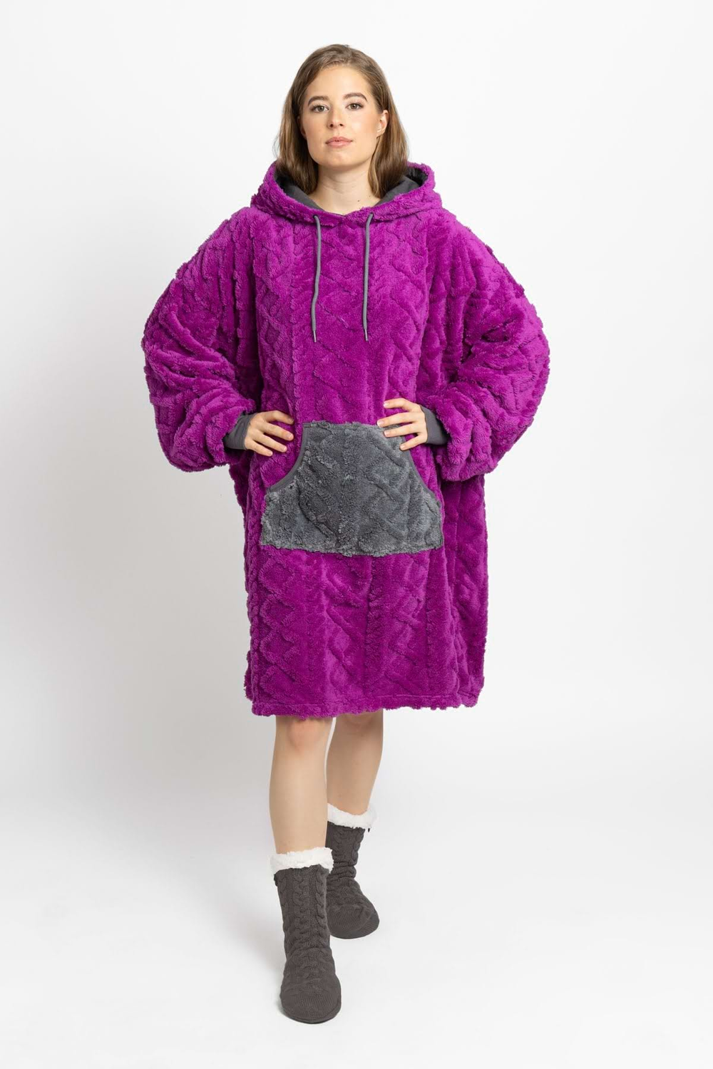 Mega mikina slivkovo-sivá