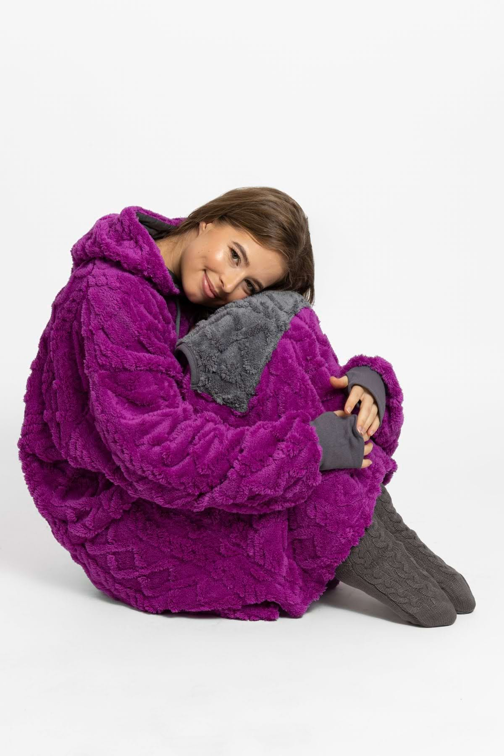 Mega mikina slivkovo-sivá